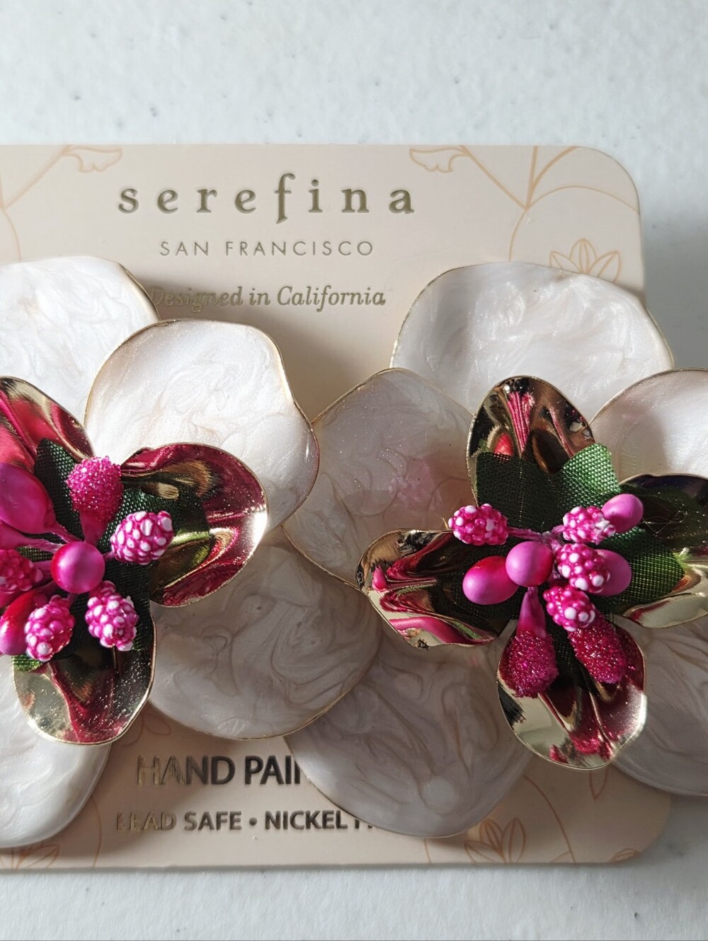 NWT Serefine San Francisco Oversized Flower Earrings